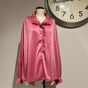 Vintage Pink Ruffled Blouse